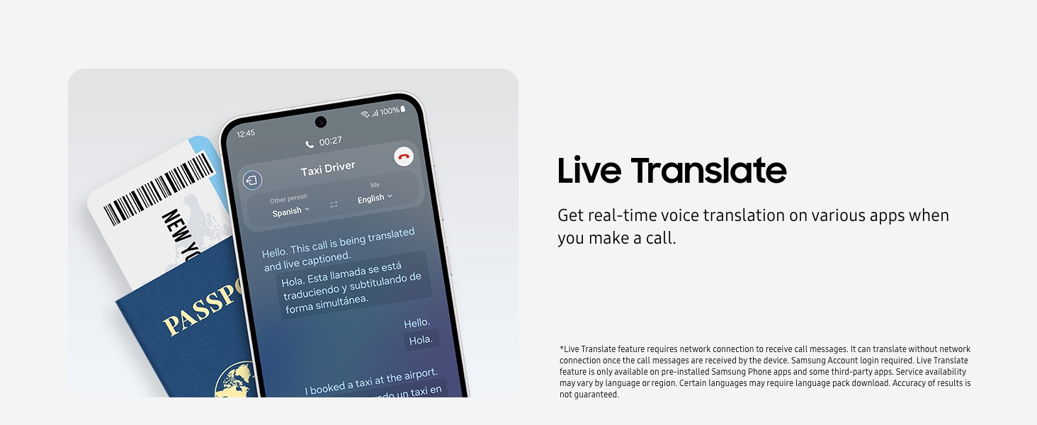 Galaxy S24FE live translate functionality