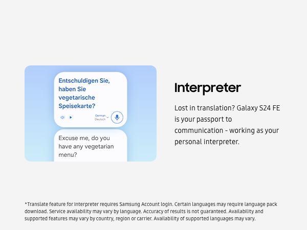 Galaxy S24 FE interpreter mobile