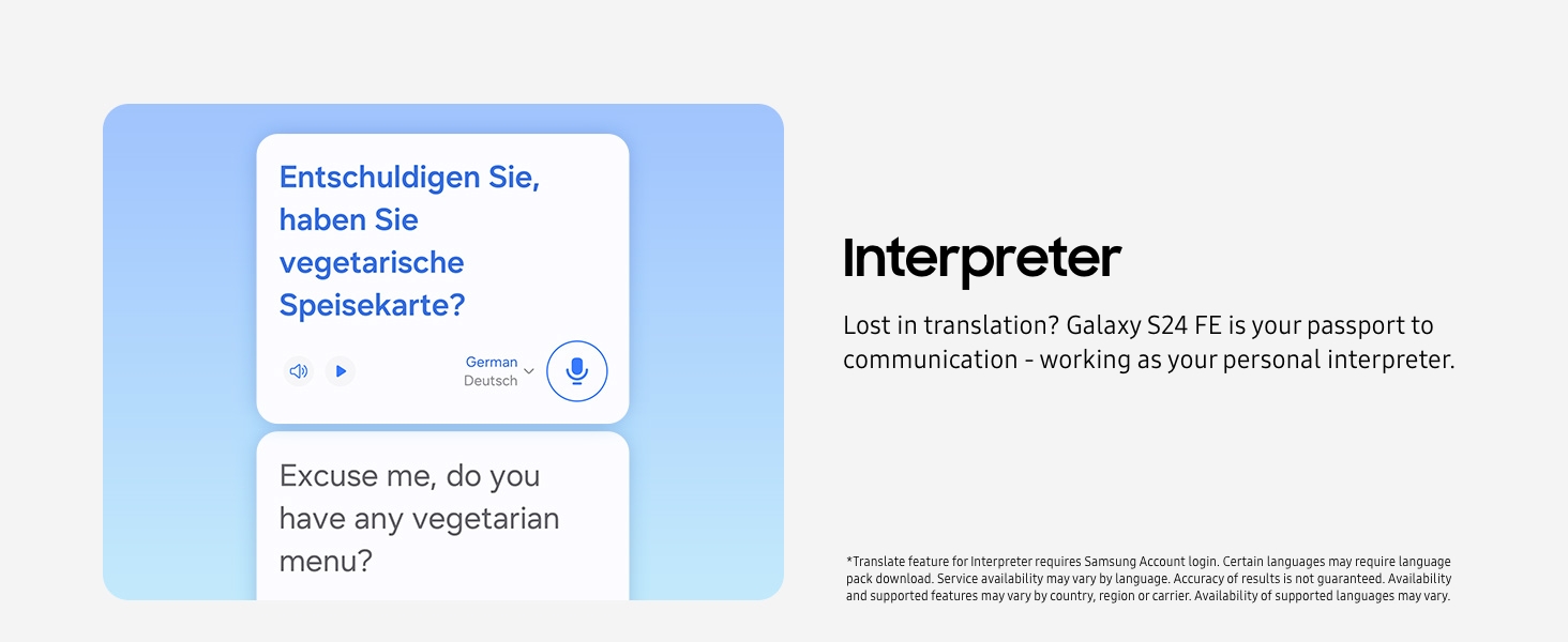 Galaxy S24FE live interpreter functionality