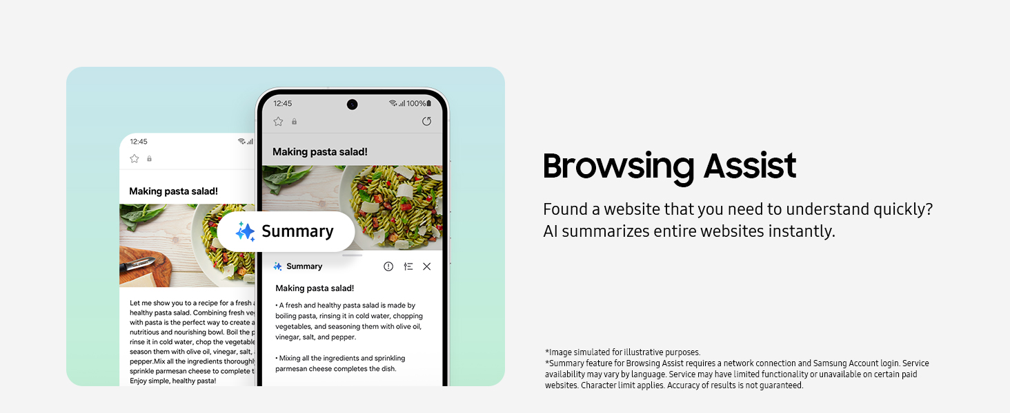 Galaxy S24FE browsing assist functionality
